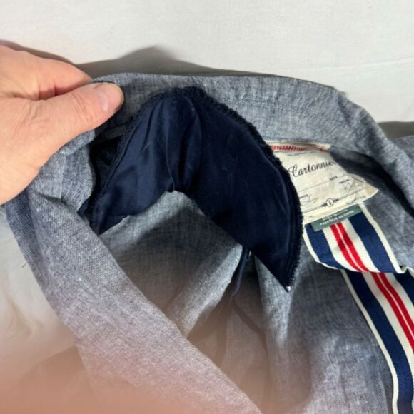 Anthropologie Cartonnier Blue Linen Blend Two Button Blazer Sz 6 - Picture 7 of 9